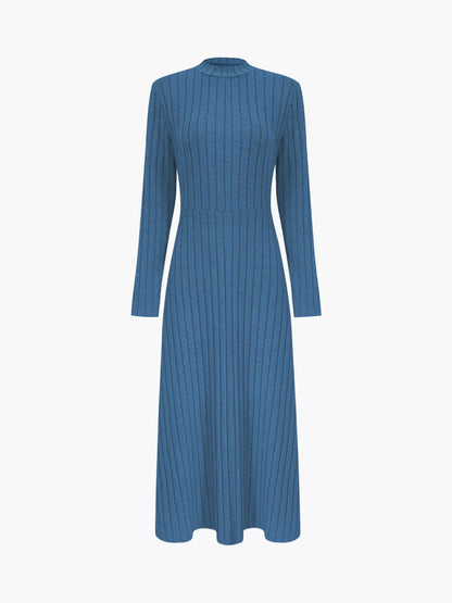 Basic Style Ribbed Knit Long Sleeve Midi Dress – photo 4