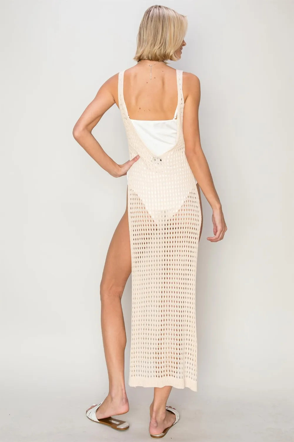 Crochet Backless Cover Up Dress detail — Livostyle