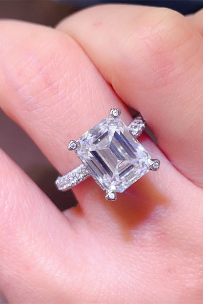 5 Carat Moissanite 925 Sterling Silver Ring — Emerald-Cut Pavé — Livostyle