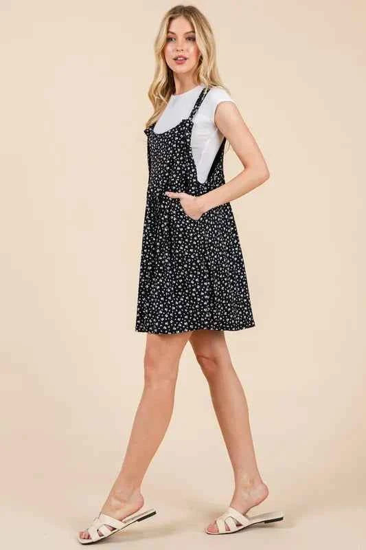 BOMBOM Floral Print Overalls with Pockets