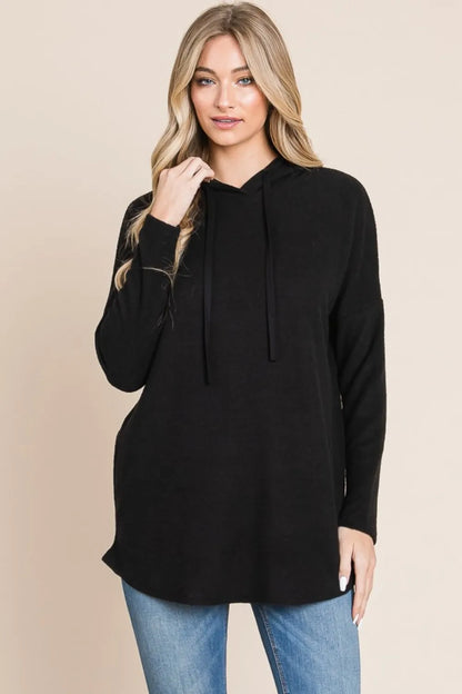 Relaxed-Fit Knit Hoodie with Drop Shoulders — Livostyle