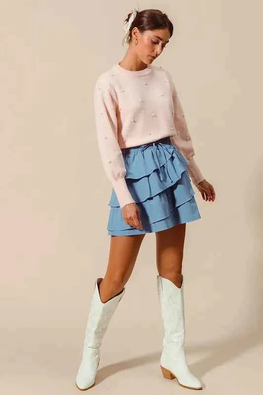 SO ME Asymmetrical Ruffled Game Day Skirt