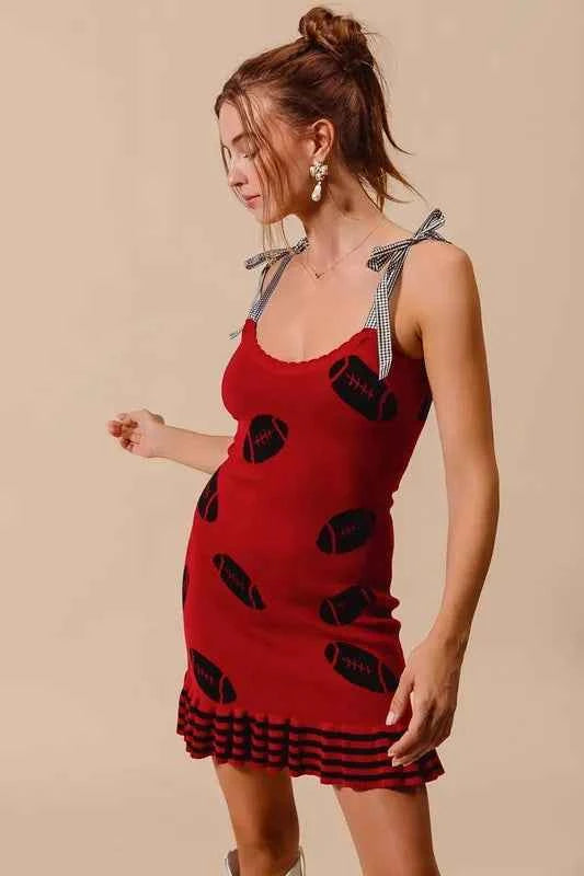 SO ME Gameday Football Knitted Mini Dress