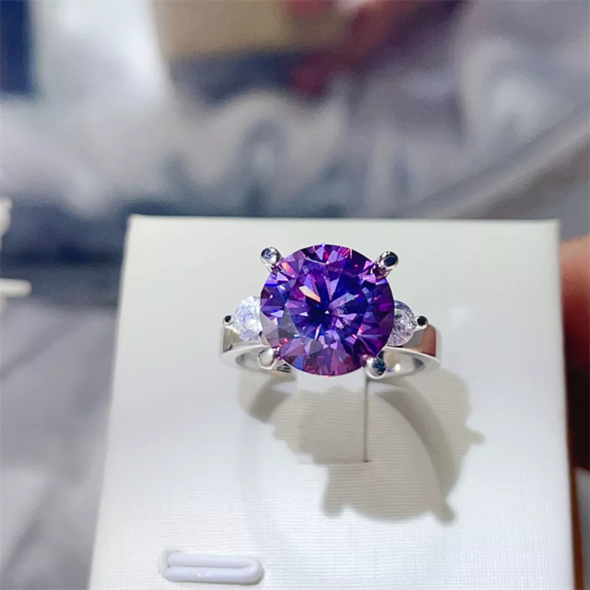 5 Carat Moissanite 925 Sterling Silver Ring — Purple Cocktail — Livostyle