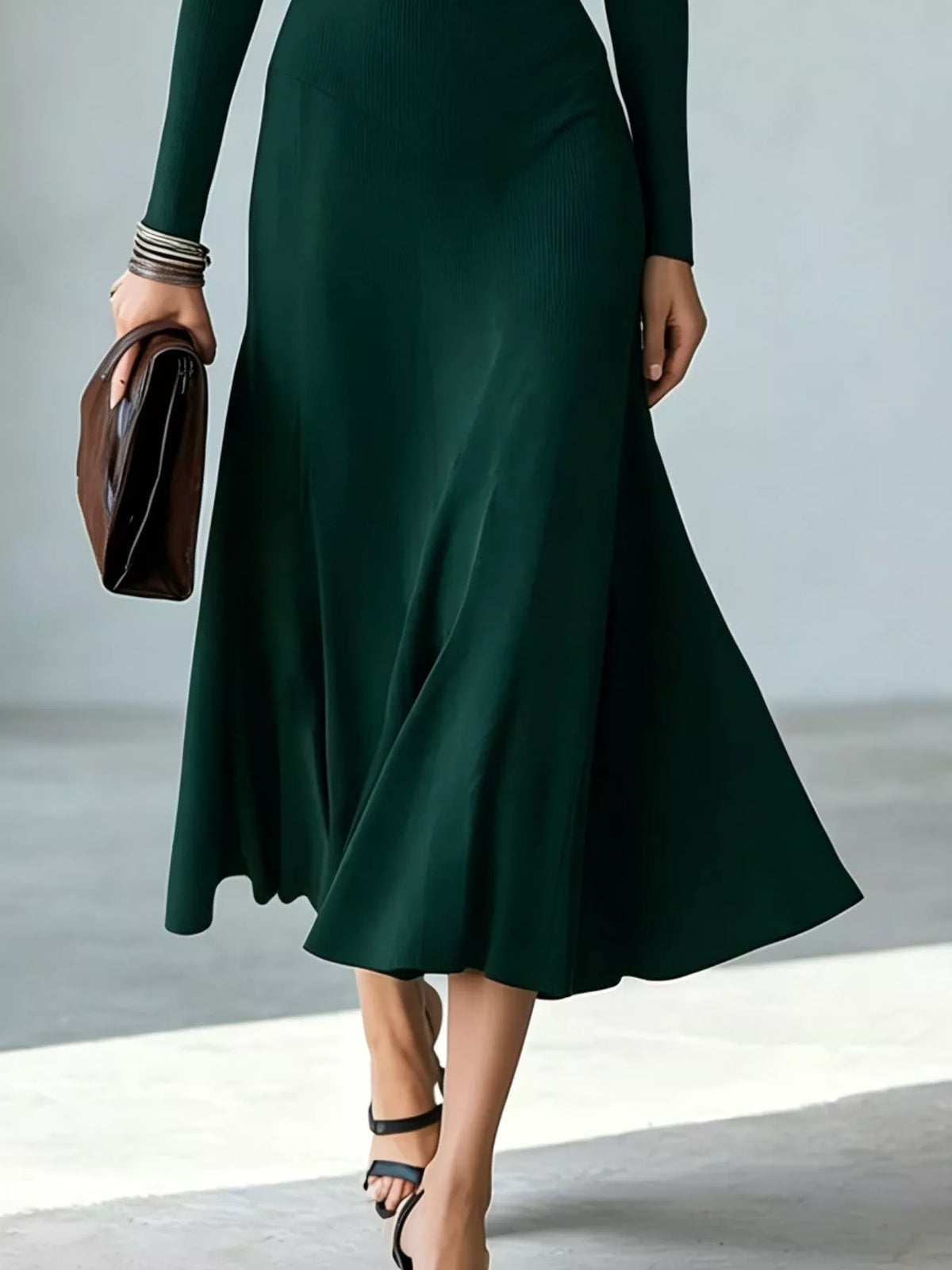 Mock Neck Cut-Out Long Sleeve Midi Dress – Plus Size – photo 8