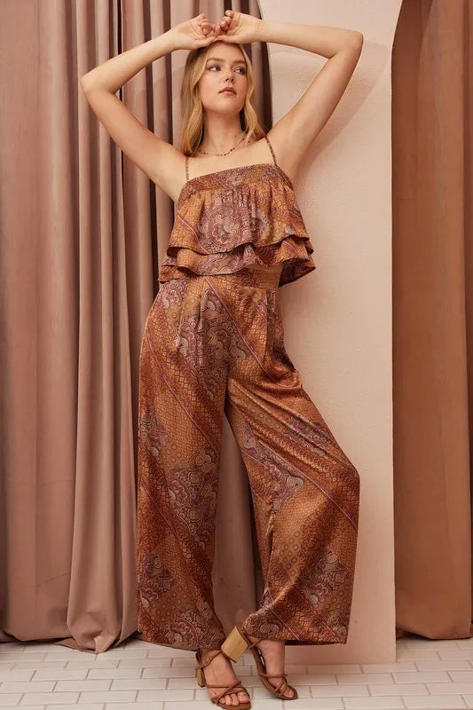 Paisley Patchwork Print Satin Ruffle Crop Cami styling — Livostyle