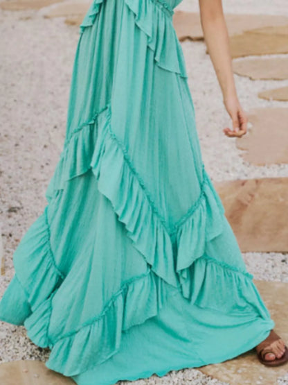 Ruffled Halter Neck Tie Maxi Dress – photo 21