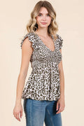 Leopard Print Ruffle Smock Blouse — Livostyle