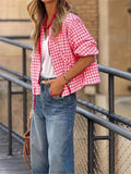 Plaid Zip Up Long Sleeve Jacket — Livostyle