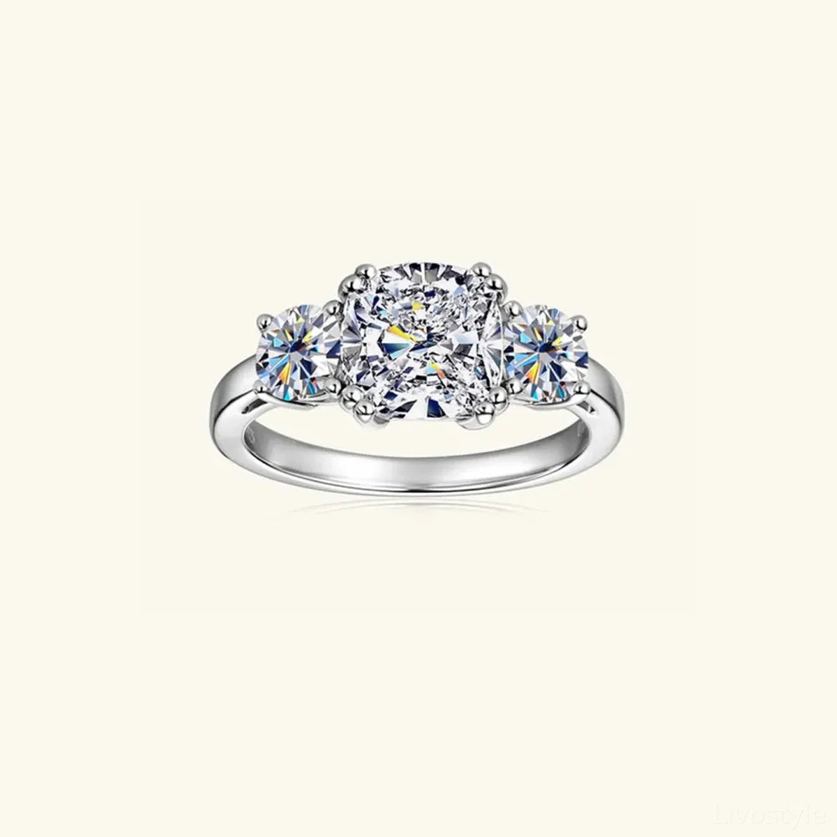 3.5 Carat Moissanite 925 Sterling Silver Ring — square view — Livostyle