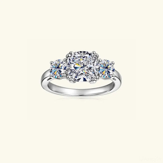 3.5 Carat Moissanite 925 Sterling Silver Ring — square view — Livostyle