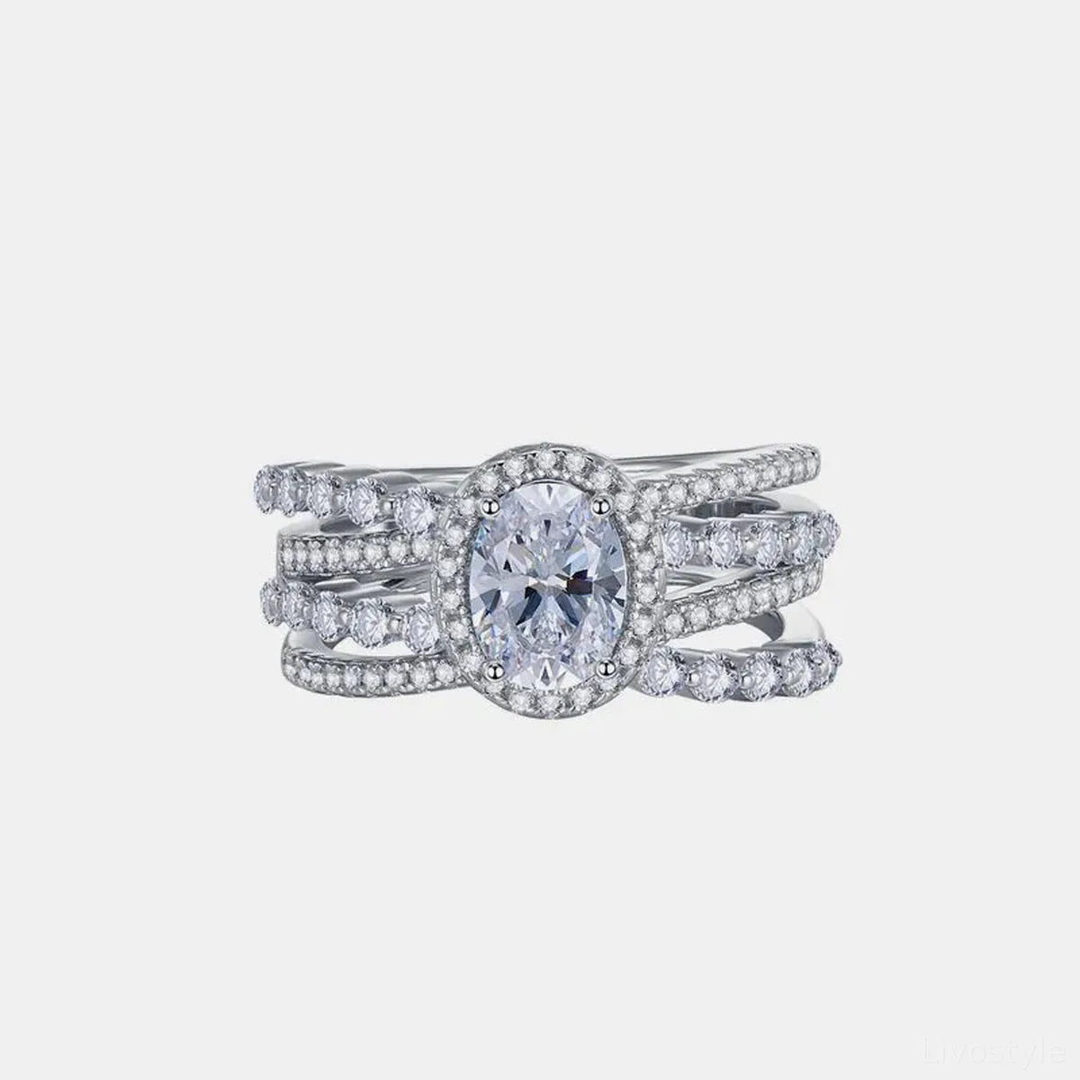 3 Carat Moissanite 925 Sterling Silver Layered Ring — square view — Livostyle