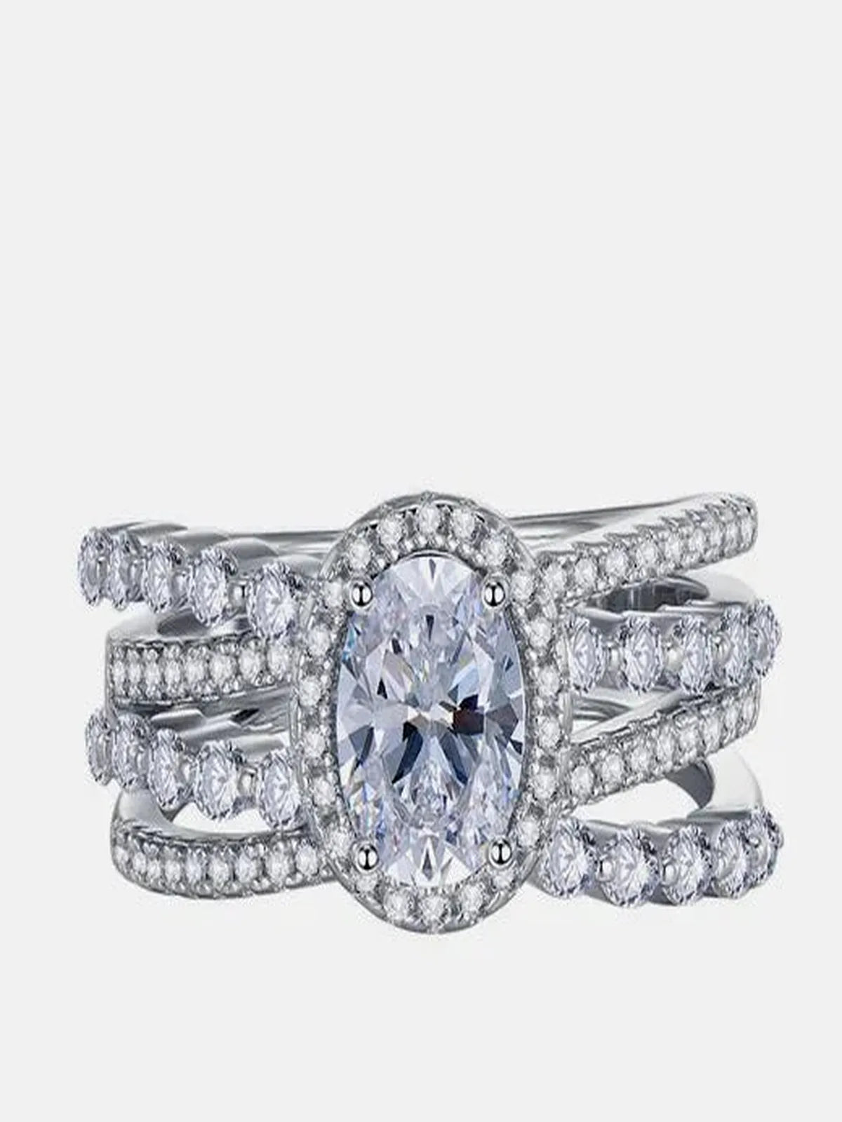 3 Carat Moissanite 925 Sterling Silver Layered Ring — detail view — Livostyle