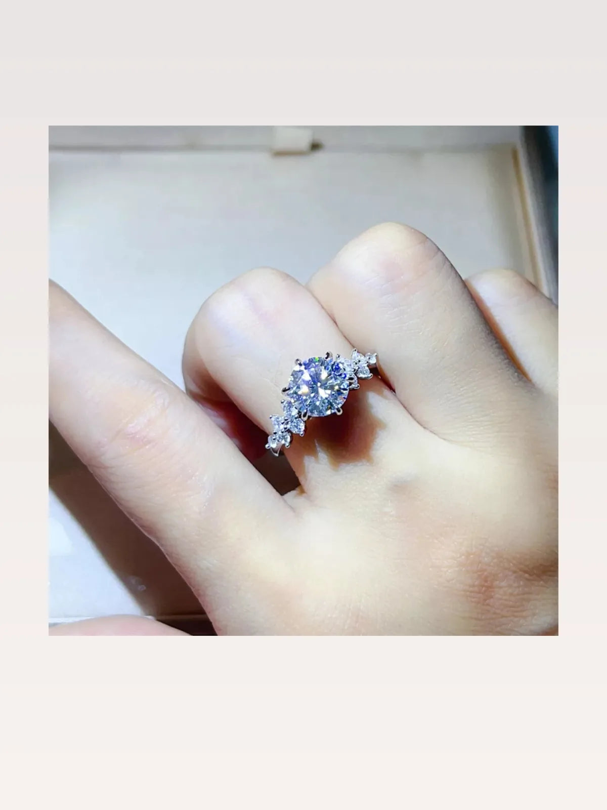 3 Carat Moissanite 925 Sterling Silver Ring — Round-Cut Clus — styled showcase — Livostyle