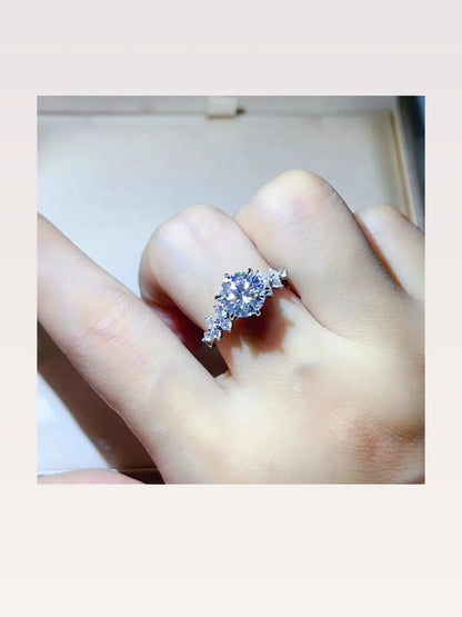 3 Carat Moissanite 925 Sterling Silver Ring — Round-Cut Clus — styled showcase — Livostyle