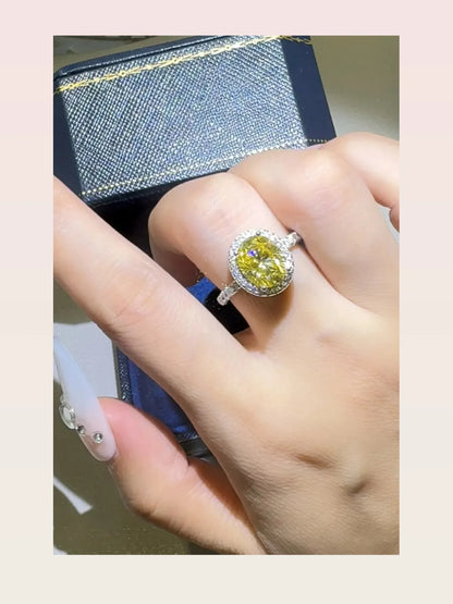 3 Carat Moissanite 925 Sterling Silver Ring — Oval-Cut Yello — styled showcase — Livostyle