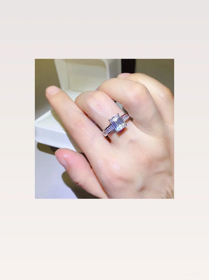 3 Carat Moissanite 925 Sterling Silver Ring — Emerald-Cut Pa — styled showcase — Livostyle