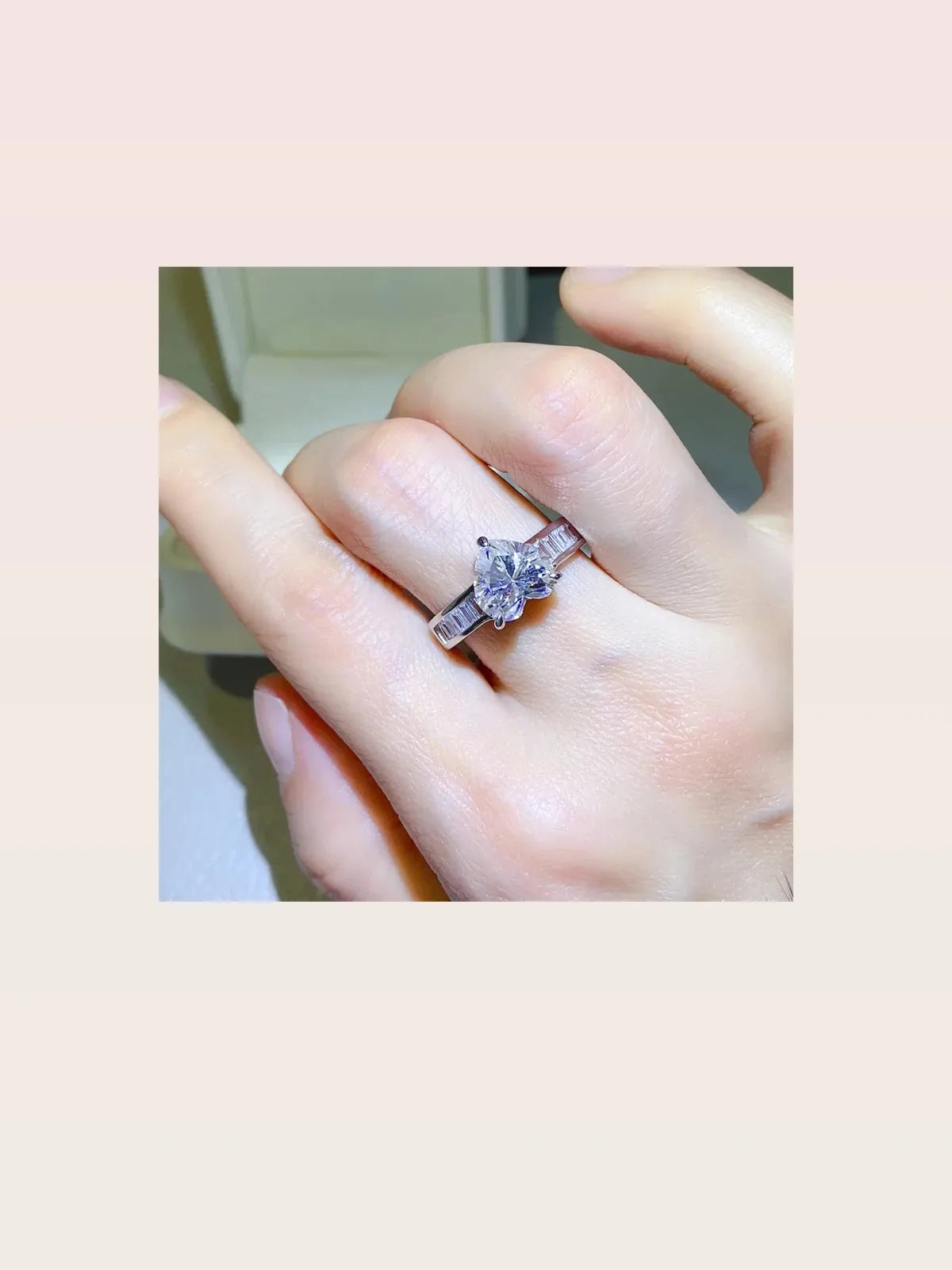3 Carat Moissanite 925 Sterling Silver Ring — Heart-Shape Wh — styled showcase — Livostyle