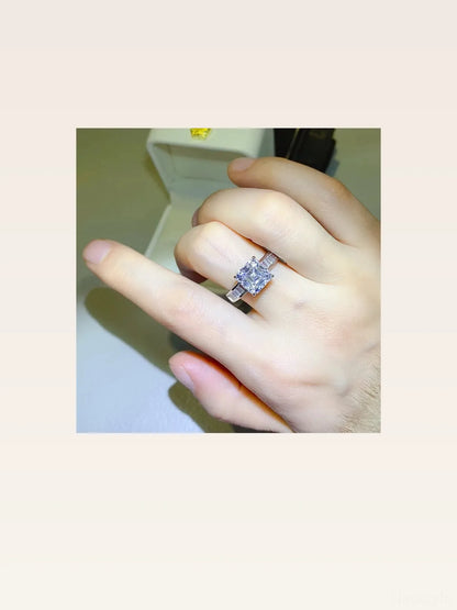 3 Carat Moissanite 925 Sterling Silver Square Ring — Princes — styled showcase — Livostyle