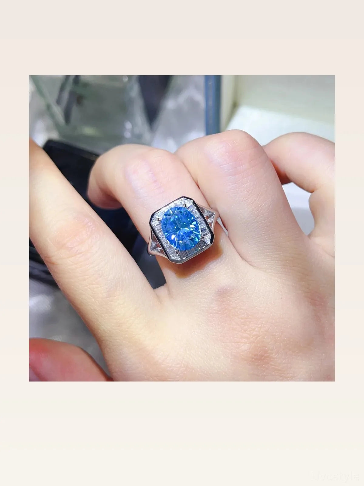 3 Carat Moissanite Square Ring — styled showcase — Livostyle