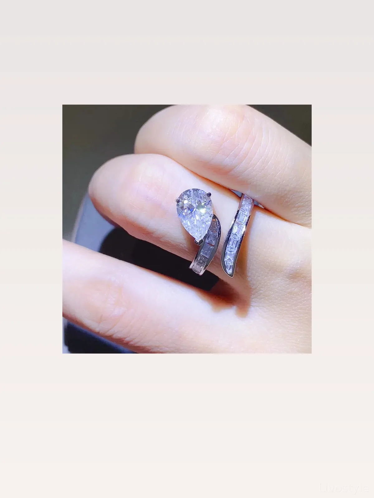 3 Carat Moissanite Zircon 925 Sterling Silver Bypass Ring — styled showcase — Livostyle