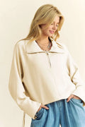 Half-Zip Raglan Sweatshirt with Adjustable Drawstring Hem — Livostyle