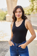 Racerback tank bodysuit in cotton rib — Livostyle