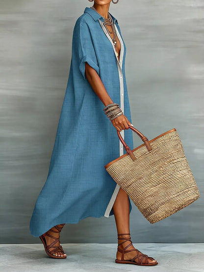 Casual Linen Shirt Dress with Button-Down Front – photo 4