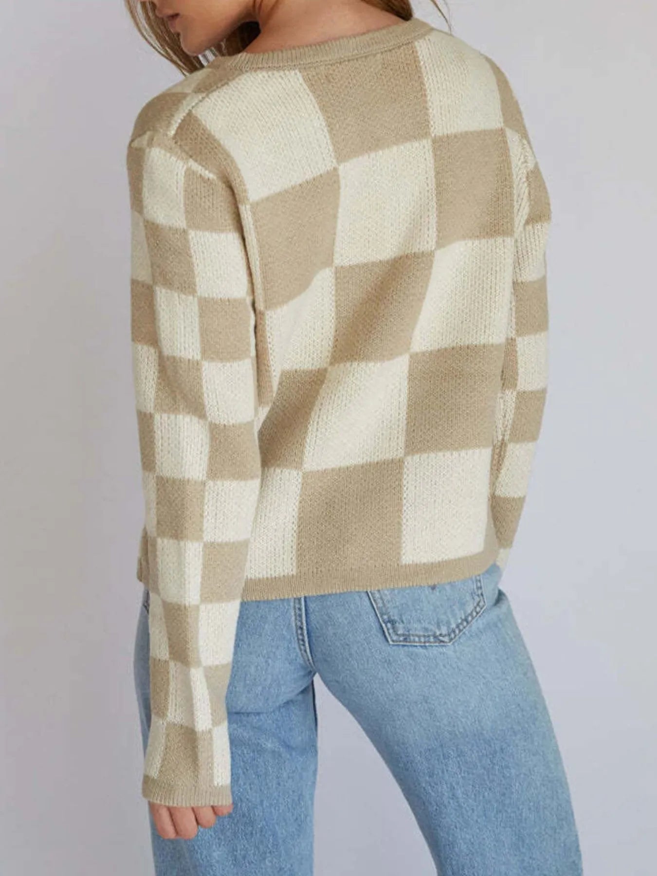 Checkered Tie-Front Cropped Cardigan styling — Livostyle