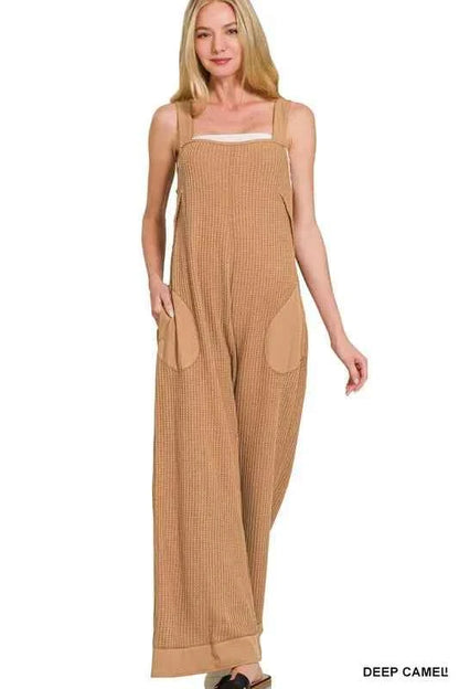 Knit Waffle Wide Leg Overalls — Livostyle