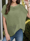 Openwork Round Neck Short Sleeve Cover-Up — Livostyle