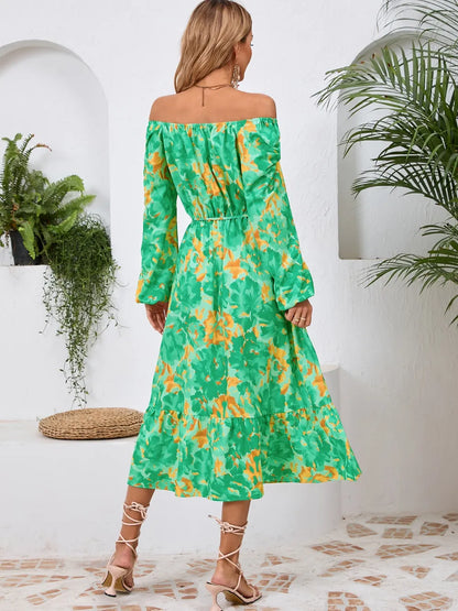 Printed Long Sleeve Midi Dress with Tie Detail – photo 17