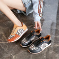 Stylish Leopard Print Lace-Up Sneakers in PU Leather — Livostyle