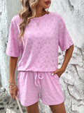 Flower Round Neck Top and Shorts Lounge Set — Livostyle