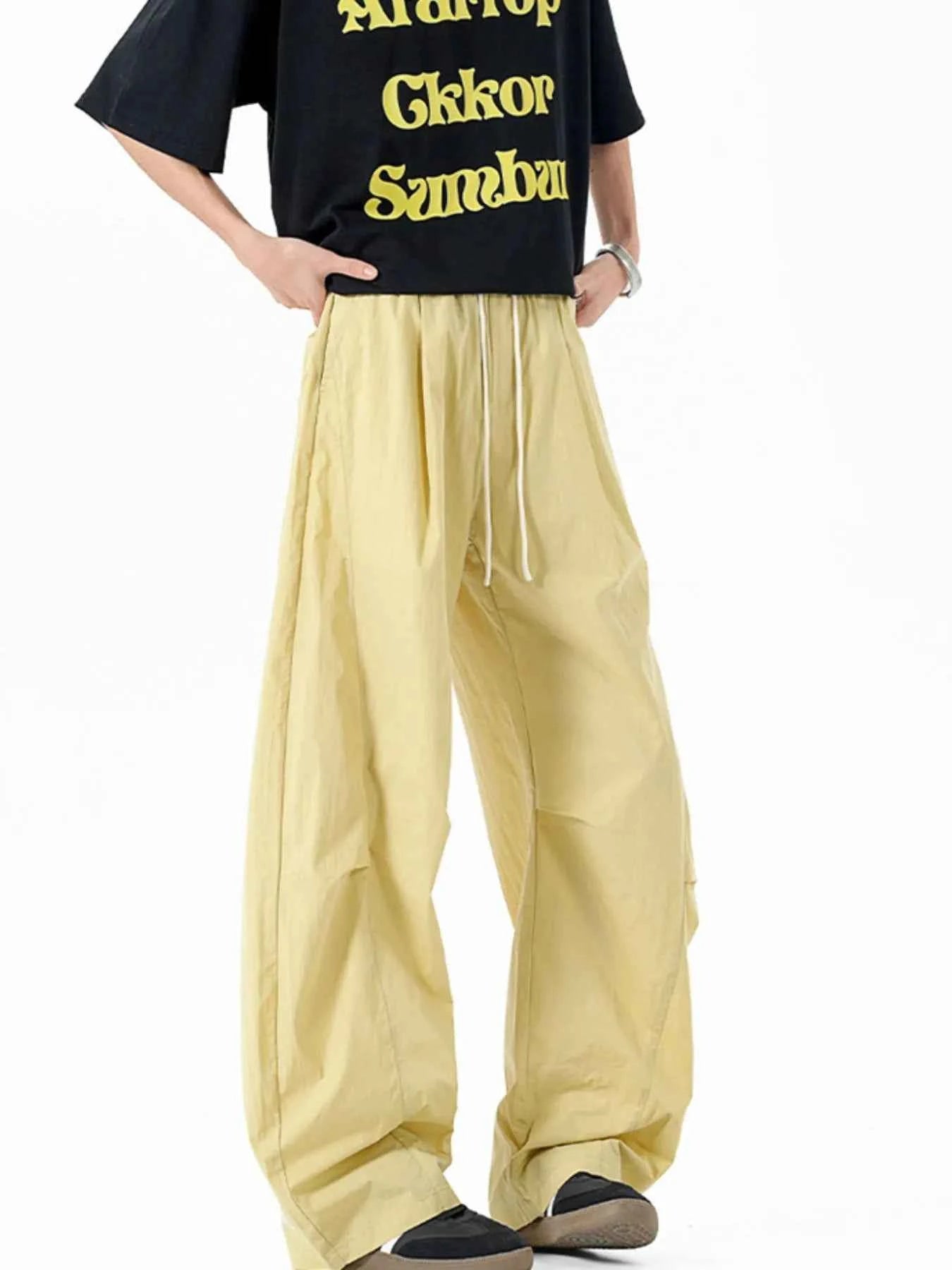 Men's Elastic Waist Wide Leg Pants