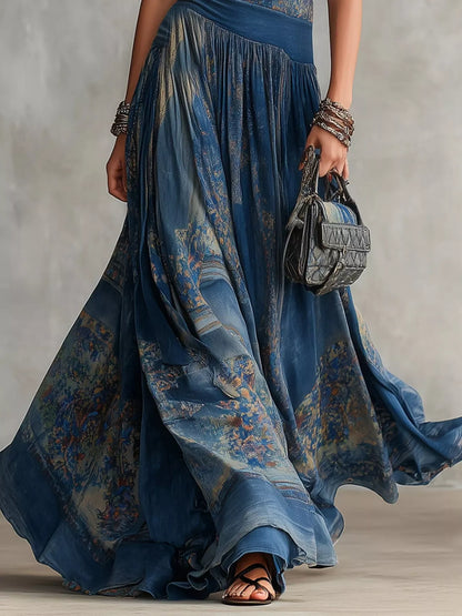 Printed Round Neck Sleeveless Asymmetrical Maxi Dress – photo 2