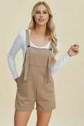 Beige Textured Scoop Neck Sleeveless Romper