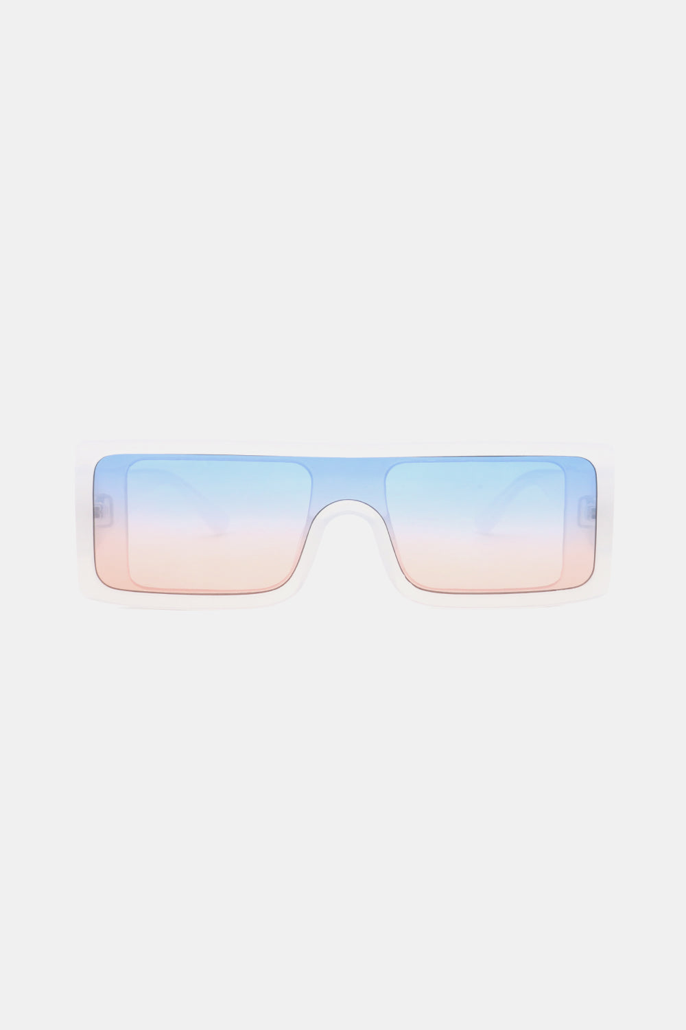 Polycarbonate Frame Rectangle Sunglasses in White Ombre — Livostyle
