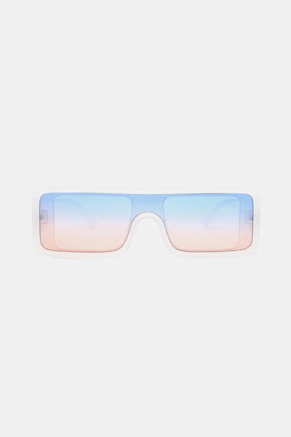 Polycarbonate Frame Rectangle Sunglasses in White Ombre — Livostyle