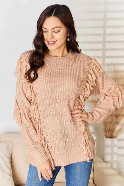 Tassel Detail Long Sleeve Sweater — Livostyle