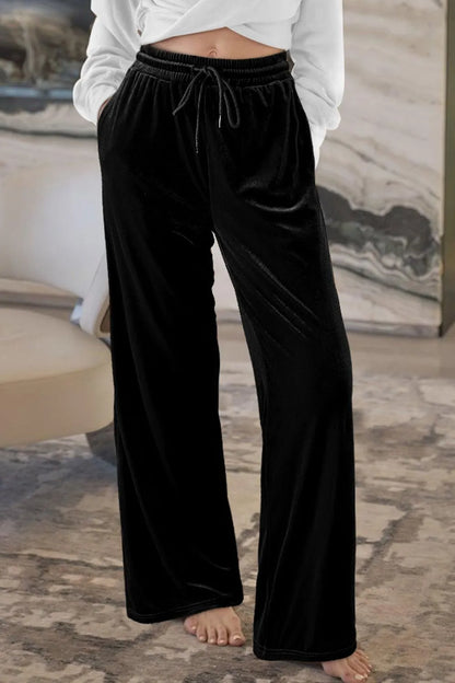 Drawstring Waist Wide Leg Active Pants — Livostyle