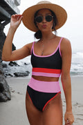 Color Block Spaghetti Strap Two-Piece Swim Set — Livostyle