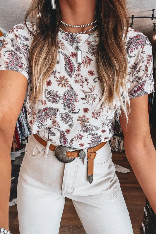 Paisley Mock Neck T Shirt — Livostyle