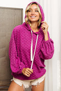 Stylish Brushed Checker Hoodie with Drawstring & Long Sleeves — Livostyle