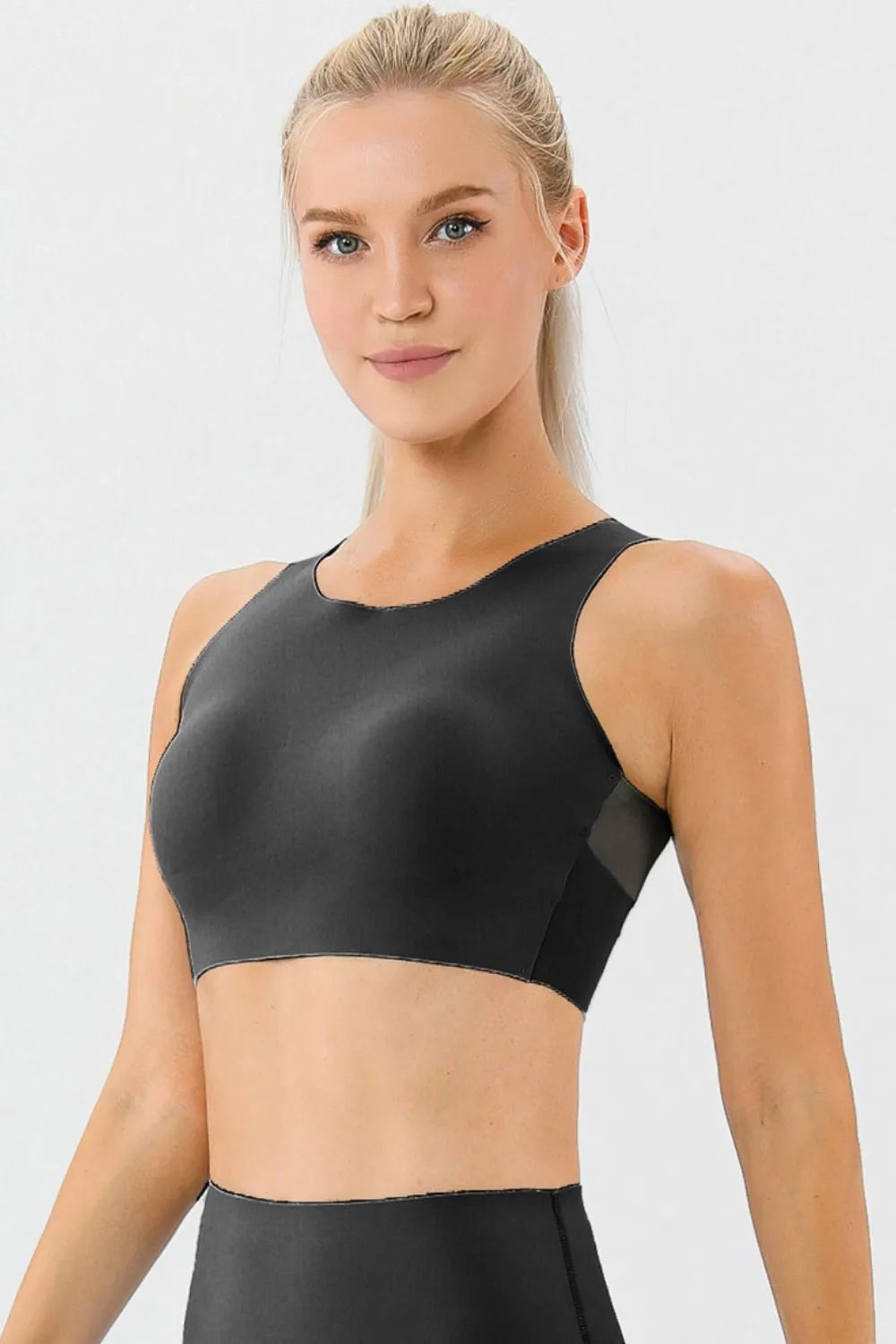 Round Neck Wide Strap Active Bra — Livostyle