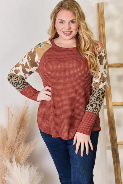 Chic Leopard Print Waffle-Knit Blouse — Livostyle