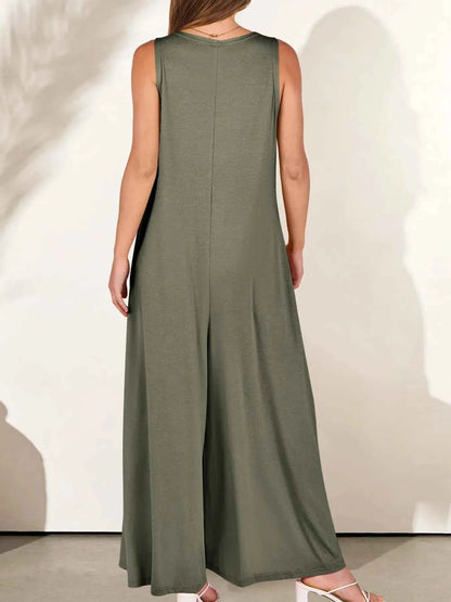 Sleeveless V-Neck Jumpsuit with Pockets – photo 7