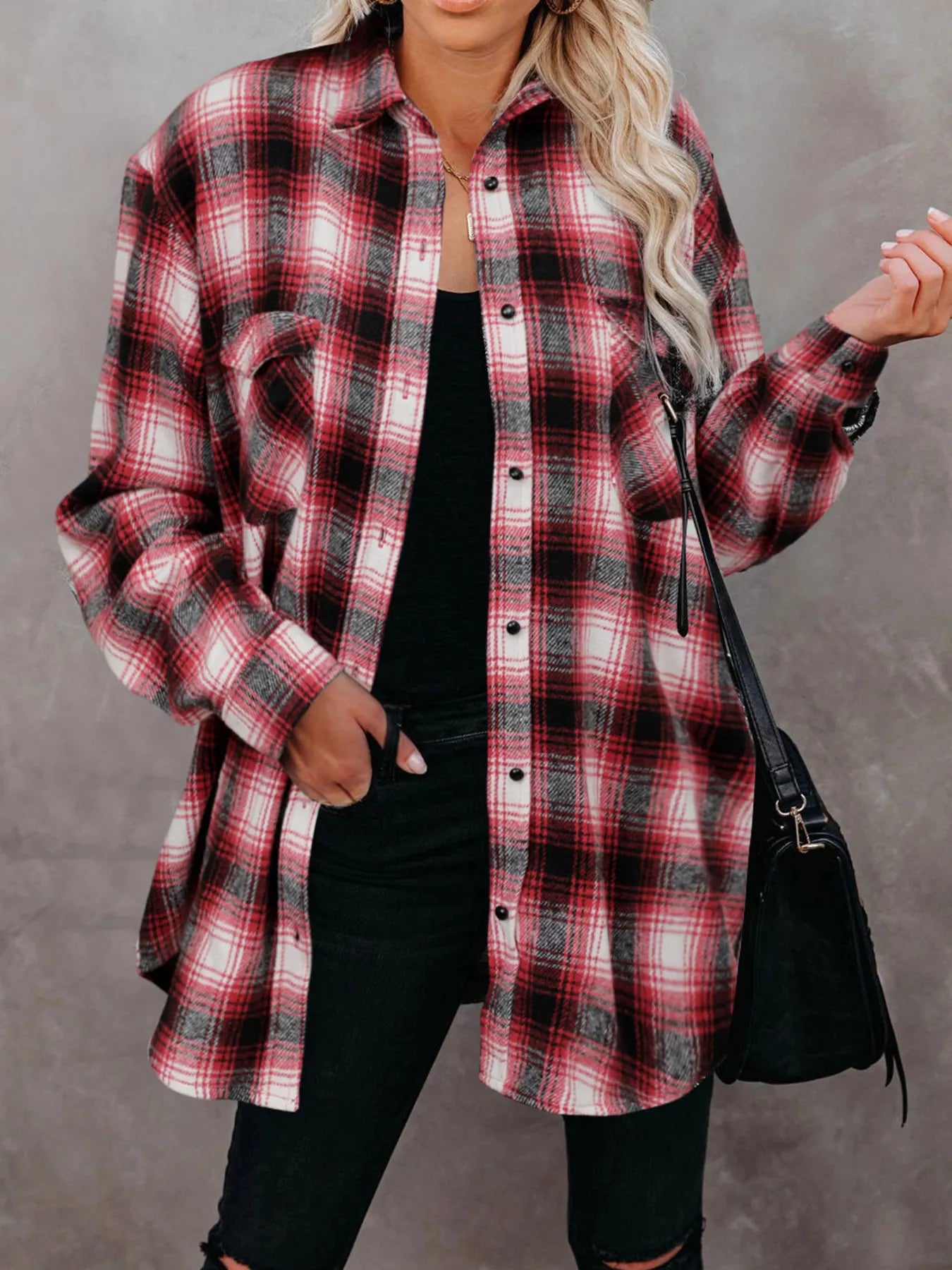 Full Size Plaid Button-Up Long Sleeve Shirt Plus Size styling — Livostyle