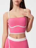 Contrast Trim Square Neck Active Cami with Detachable Chest Pads — Livostyle