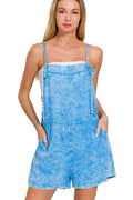 Washed Linen Knot Strap Rompers — Livostyle